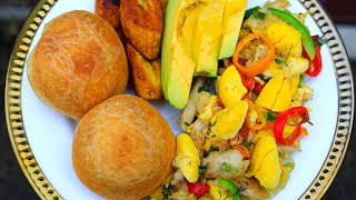 Ackee and Saltfish with Fried Dumplings using an electric mixer [upl. by Githens]