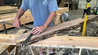 Part 2 Laying out the the live edge collar beam for our 12x12 timber frame cabin [upl. by Rennug364]