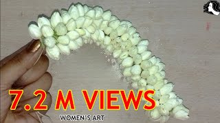 how to make jasmine flower garland in tamil  easy method to string malligai poo malai [upl. by Acul]