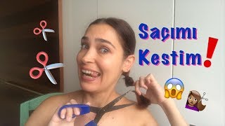 Evde Saçımı Kendim Kestim 💇🏽‍♀️ Kolay Saç Kesimi [upl. by Alidia352]