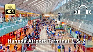 Haneda Airport 2023 Terminal 1 amp 2 Walking Tour  Tokyo Japan 4KHDRBinaural [upl. by Yrolam]