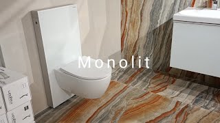 131021SI5 Geberit Monolith sanitary module for wallhung WC white glass  aluminium 500784011 [upl. by Sitoiganap]