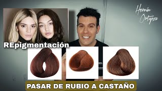 REPIGMENTACIÓN pasar de RUBIO a CASTAÑO ¿como se hace [upl. by Pavla]