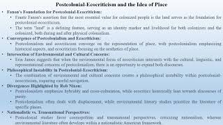 PostcolonialEcocriticism and the Idea of Place [upl. by Elder197]