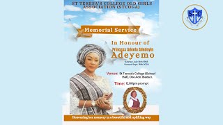 Memorial Service in Honour of PRINCESS ADEOLA ADEYEMO  St Teresas College School Hall OkeAdo Ib [upl. by Idissak]