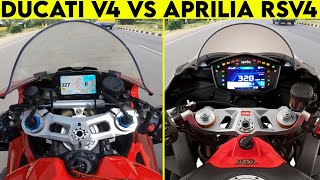 Ducati Panigale V4 VS Aprilia RSV4  0 TO 300  TOPSPEED [upl. by Lotta]