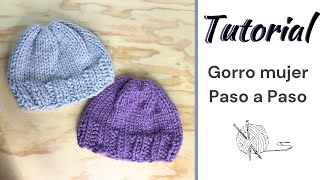 ‼️ Gorro a Dos Agujas Mujer 😍 Tutorial explicado paso a paso Lana Gruesa [upl. by Danforth]