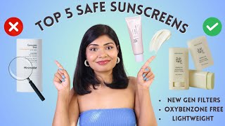 Top 5 Safe Sunscreens✅ Korean Sunscreens Sunscreen Stick amp Indian Sunscreen 👉Oxybenzone amp OMC Free [upl. by Nnylsia211]