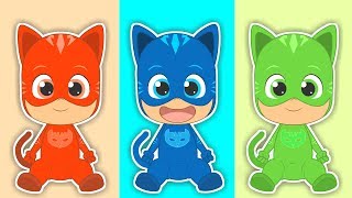 Five Little Babies with Colorful Catboy  Songs for children with PJ Masks  Learn Singing [upl. by Ybbob]