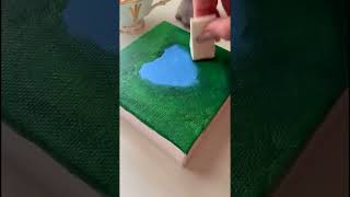 painting a heart shaped pond art craft saymaartandcraft shorts canvaspainting [upl. by Yrrot]