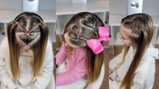 3 PEINADOS DE CORAZON ESPECIAL SAN VALENTÍN 💕 3 CUTE VALENTINES DAY HAIR IDEAS [upl. by Athelstan]