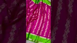 super colour combination pink and green retta petta saree whatsup 9500255719 sunaariwork saree [upl. by Hsiwhem848]