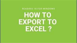 Readiris 16 How to export to Excel [upl. by Brooking]