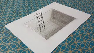 Comment dessiner une échelle dans un trou  dessiner 3d  illusion doptique [upl. by Woodall]