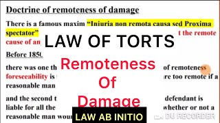 Remoteness of damage  TORT  LAW FOR ALL EXAMS [upl. by Etta]