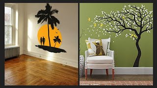 Wall painting designs ideas  wall painting art tree [upl. by Chelsey]