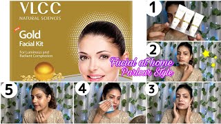 VLCC Gold Facial Kit Step by Step Demo amp ReviewFacial at homeघर पे Gold फेशियल कैसे करें [upl. by Lohner]