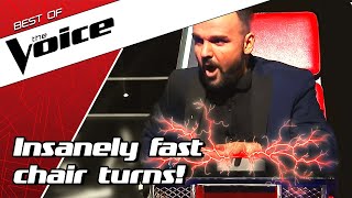 TOP 10  QUICKEST TURNS in the Blind Auditions of The Voice [upl. by Archibald]