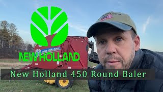 New Holland 450 Utility Round Baler on Gordon StHilaires Family Farm [upl. by Dream658]