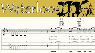 WATERLOO  ABBA  Acoustic Guitar Tutorial  TAB amp Sheet music  free PDF [upl. by Wolsniw722]