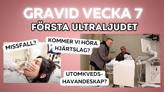 GRAVID VECKA 7 FÖRSTA ULTRALJUDET [upl. by Nospmis]