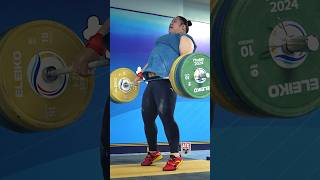 Li Wenwen 🇨🇳 155kg  341lbs Power Clean Slow Motion weightlifting [upl. by Abocaj701]