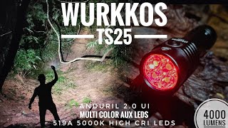 Wurkkos TS25 4000lm EDC 21700 Flashlight Quad TIR Optic With Multi Color Aux LEDs amp Comparison [upl. by Pritchett]