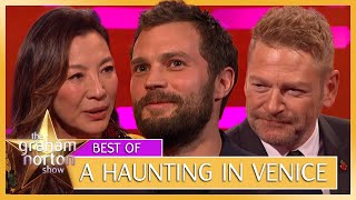 Jamie Dornan Channels James Bond  A Haunting In Venice Cast [upl. by Hibbs]