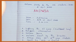 Write an Agenda  Example of Agenda  Niftys English [upl. by Nueoht]