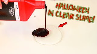 ADDING RANDOM HALLOWEEN INGREDIENTS IN CLEAR SLIME Slimeatory 468 [upl. by Evania]