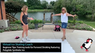 Ice skating tips for beginners Training for forward stroking featuring Polyglide Synthetic Ice [upl. by Zaraf]