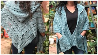 Juliette Hooded Pocket Shawl Crochet Tutorial RIGHT HANDED [upl. by Bluhm292]