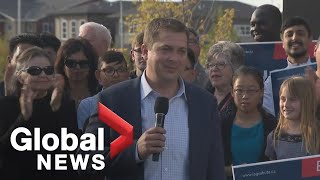 Canada Election Conservative leader Andrew Scheer holds campaign event in Calgary [upl. by Nylodnarb]