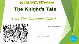 The Knights Tale  The Canterbury Tales  Geoffrey Chaucer  PGTRB  NET  SET  in Tamil [upl. by Weinrich]