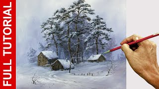 Tutorial Acrylic Landscape Painting  Winter Village  JMLisondra [upl. by Etireugram]