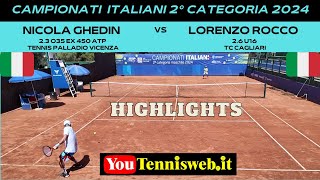 Lorenzo Rocco vs Nicola Ghedin Campionati Italiani 2 categoria 2024 Tc Cagliari highlights [upl. by Akinirt]