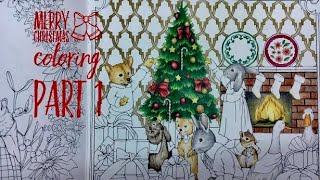 MERRY CHRISTMAS Coloring  Part 1  Menuet de Bonheur Coloring Book [upl. by Yenor61]