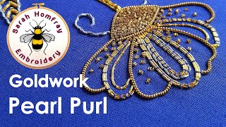 How to use Pearl Purl Goldwork embroidery for beginners Flosstube video tutorial [upl. by Ailegna]