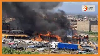 Fire razes down furniture stores in Roysambu along the Thika Super Highway [upl. by Eetse]