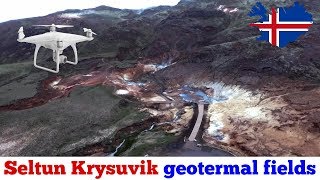 Iceland Krysuvik Reykjanes peninsula geotermal fields from the sky drone Iceland Seltun [upl. by Arty]