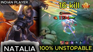 natalia full game play  16 kill  No Dead Gameplay mobilelegends mlbb [upl. by Etireugram]