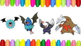 Pokemon coloring pages  Woobat Swoobat Drilbur and Excadrill [upl. by Asiral]