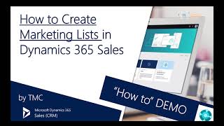 Dynamics 365 Sales CRM – How to Create Marketing Lists [upl. by Ahteral]