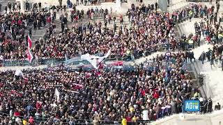 Addio Gigi Riva le immagini della Basilica col drone [upl. by Yornoc]