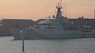 HMS Mersey on a late sailing out of Portsmouth at dusk 131124 [upl. by Alden]