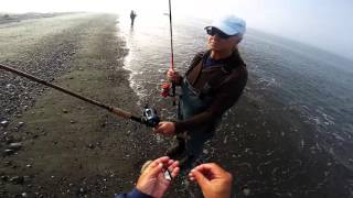 Surf Fishing at Ft Casey for Silver Salmon 2015 09 30 [upl. by Besnard582]