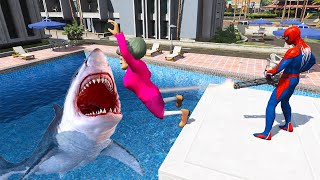 Scary Teacher 3d  Spiderman vs MissT Shark Pool Battle Episode  Game Animation [upl. by Yrreb]