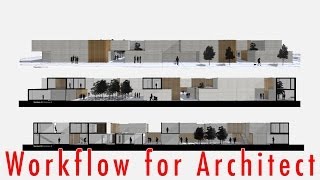 Postproduzione prospetto e sezione  Workflow for Architect [upl. by Ahsym793]