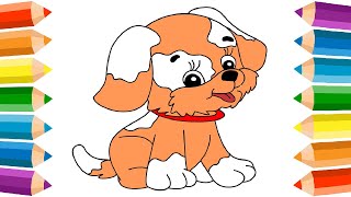 Comment Dessiner un CHIEN 🎨 Coloriage Chien Dessin Chien Facile Mignon Maternelle [upl. by Lledniw600]