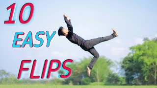 Best top 10 easy flips  How to start flips  Anyone can do it 🔥 [upl. by Nylirak]